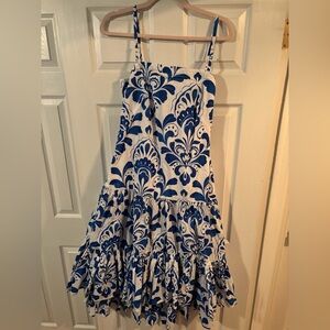 Ann Taylor Blue and White Patterned Garment